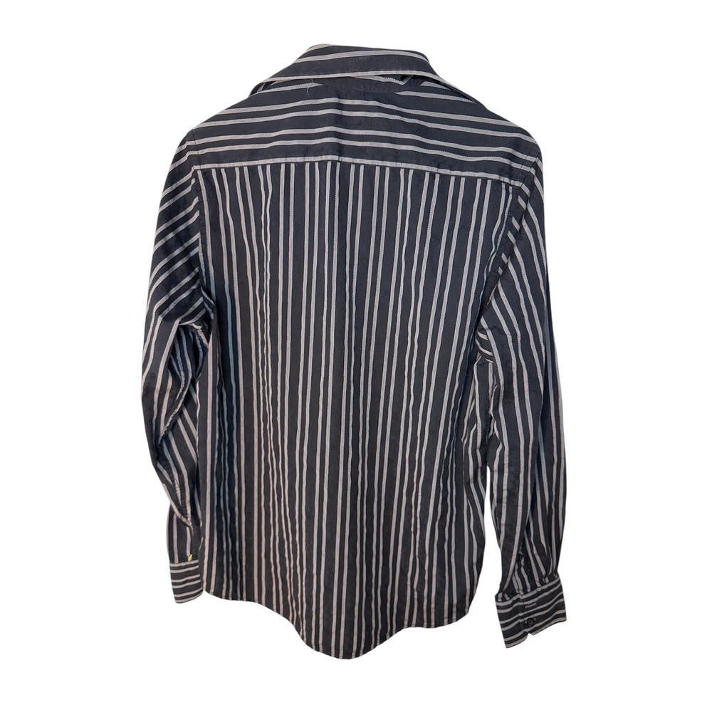 Ben Sherman Black & Gray Striped Button-Up Shirt Size M (2) Long Sleeve - Picture 4 of 5